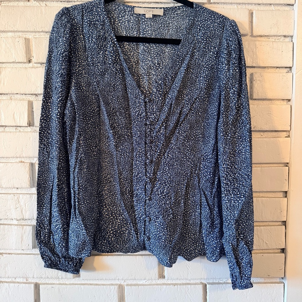 Loft leopard Button Front Blouse